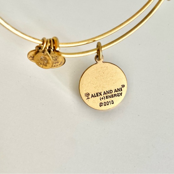 Alex and Ani Gold Charm Initial J Bangle Bracelet - Picture 3 of 4